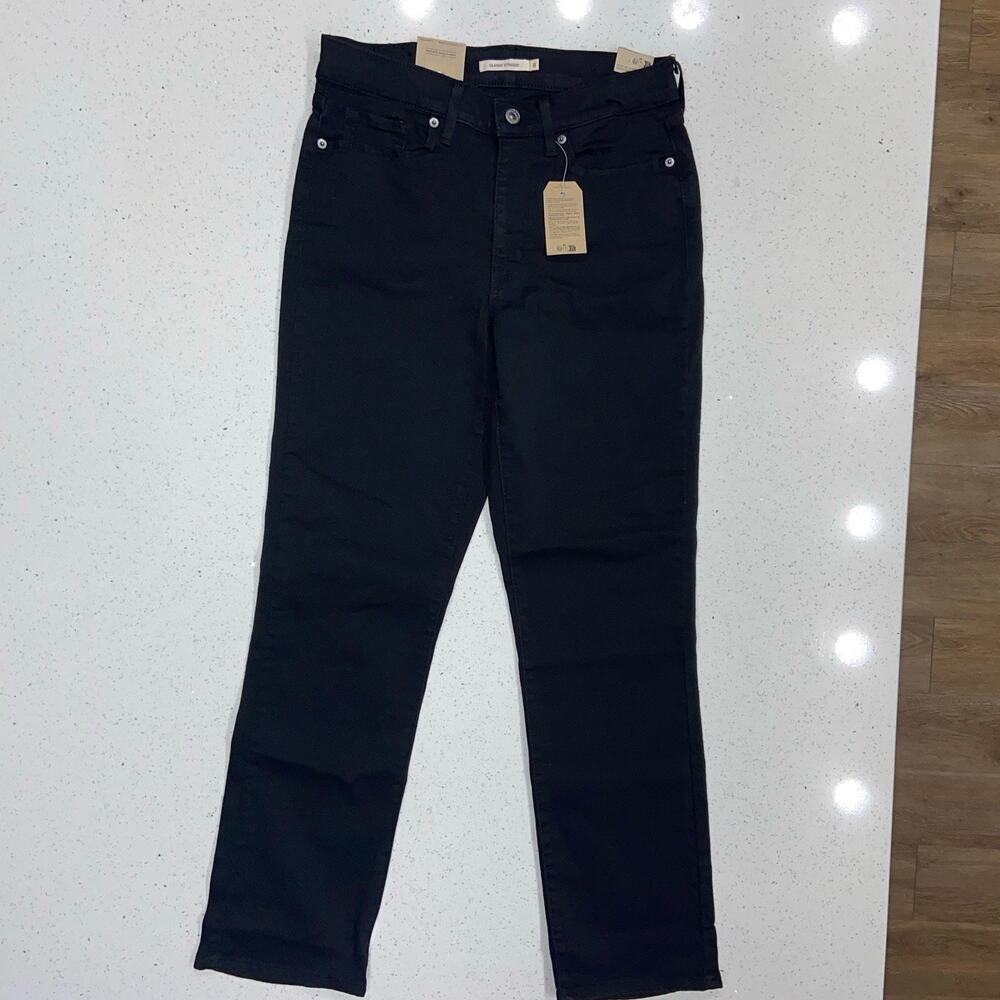 Levi’s 505 Straight Leg Jeans Women’s 8 Black Classic Fit Dark Denim